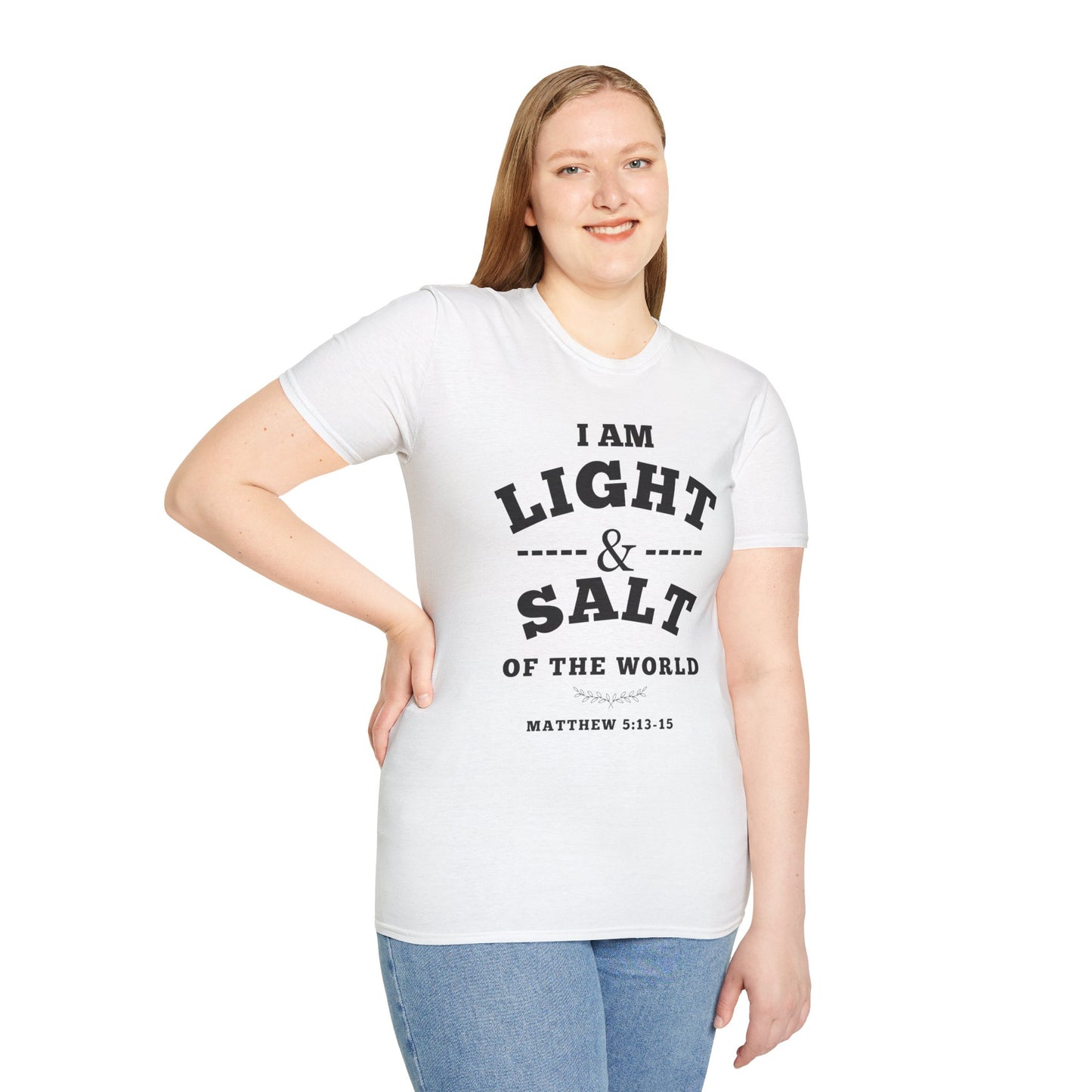 Inspirational Unisex Softstyle T-Shirt - 'I Am Light & Salt of the World'