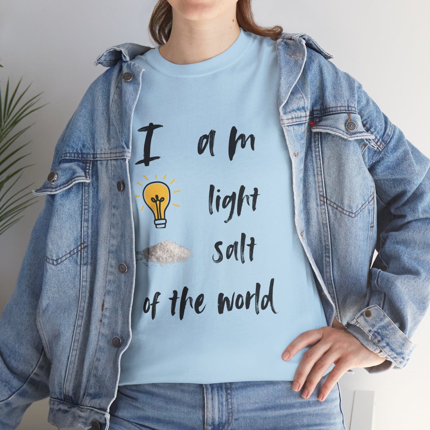 Inspirational Unisex Heavy Cotton Tee - "I Am Light, Salt of the World"