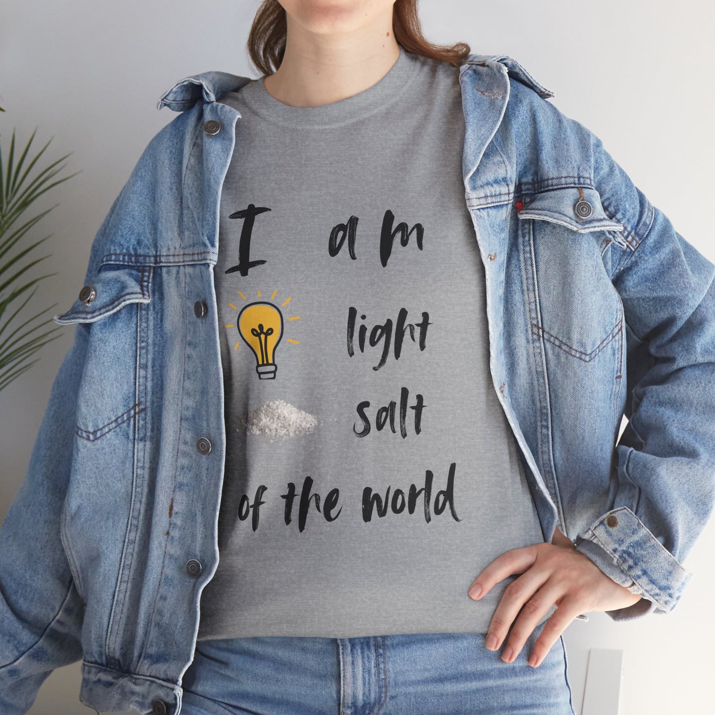 Inspirational Unisex Heavy Cotton Tee - "I Am Light, Salt of the World"