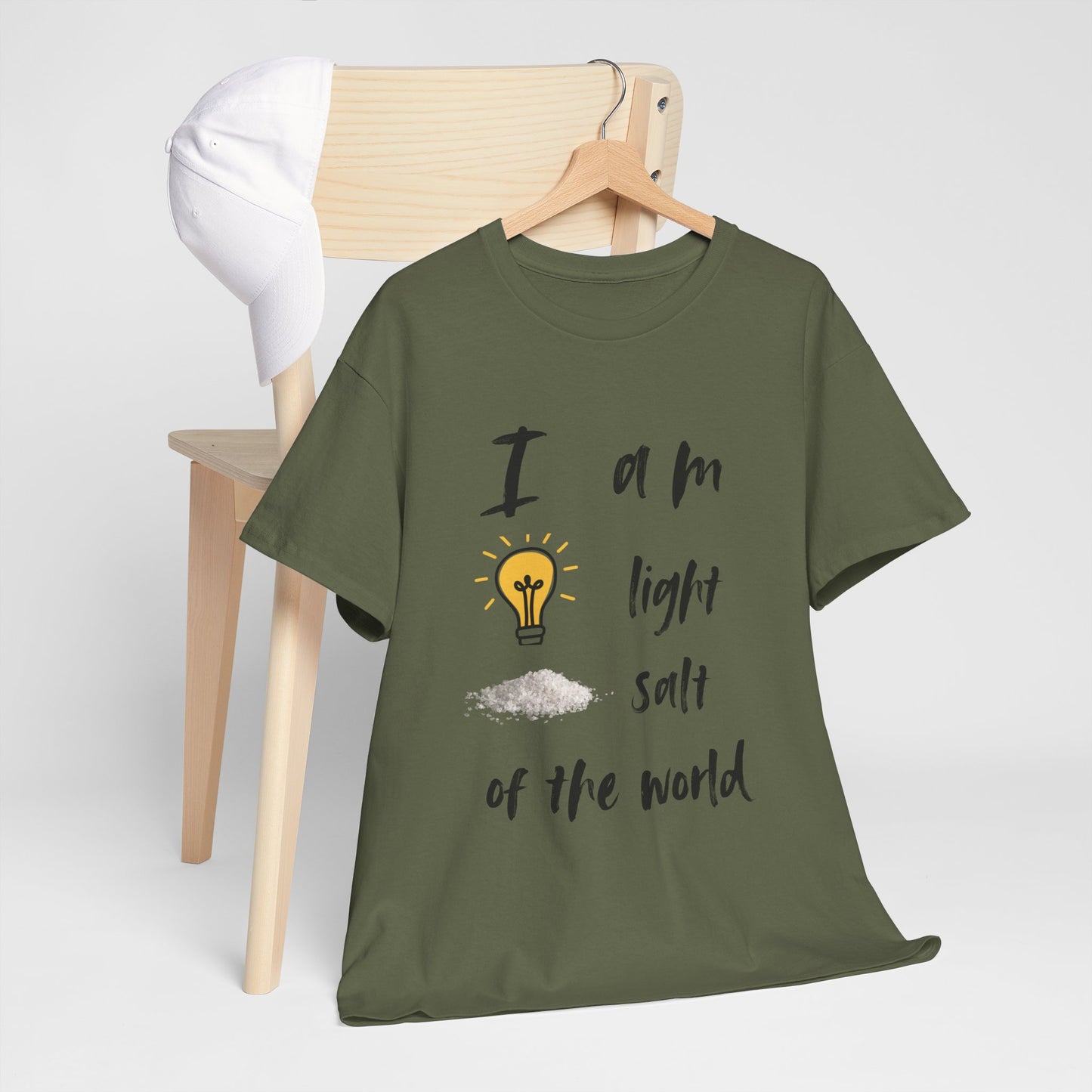 Inspirational Unisex Heavy Cotton Tee - "I Am Light, Salt of the World"