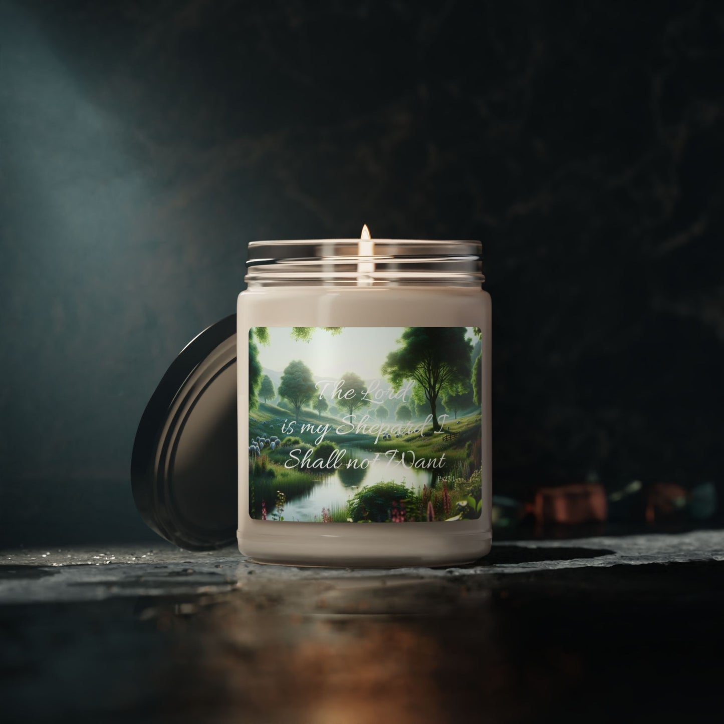 Inspirational Scented Soy Candle - "The Lord is my Shepherd, I Shall Not Want"