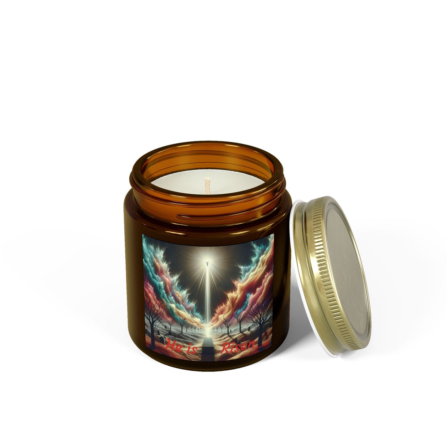 HE IS RISEN - SCENTED CANDLE, made from Coconut Apricot Wax, 4oz & 9oz