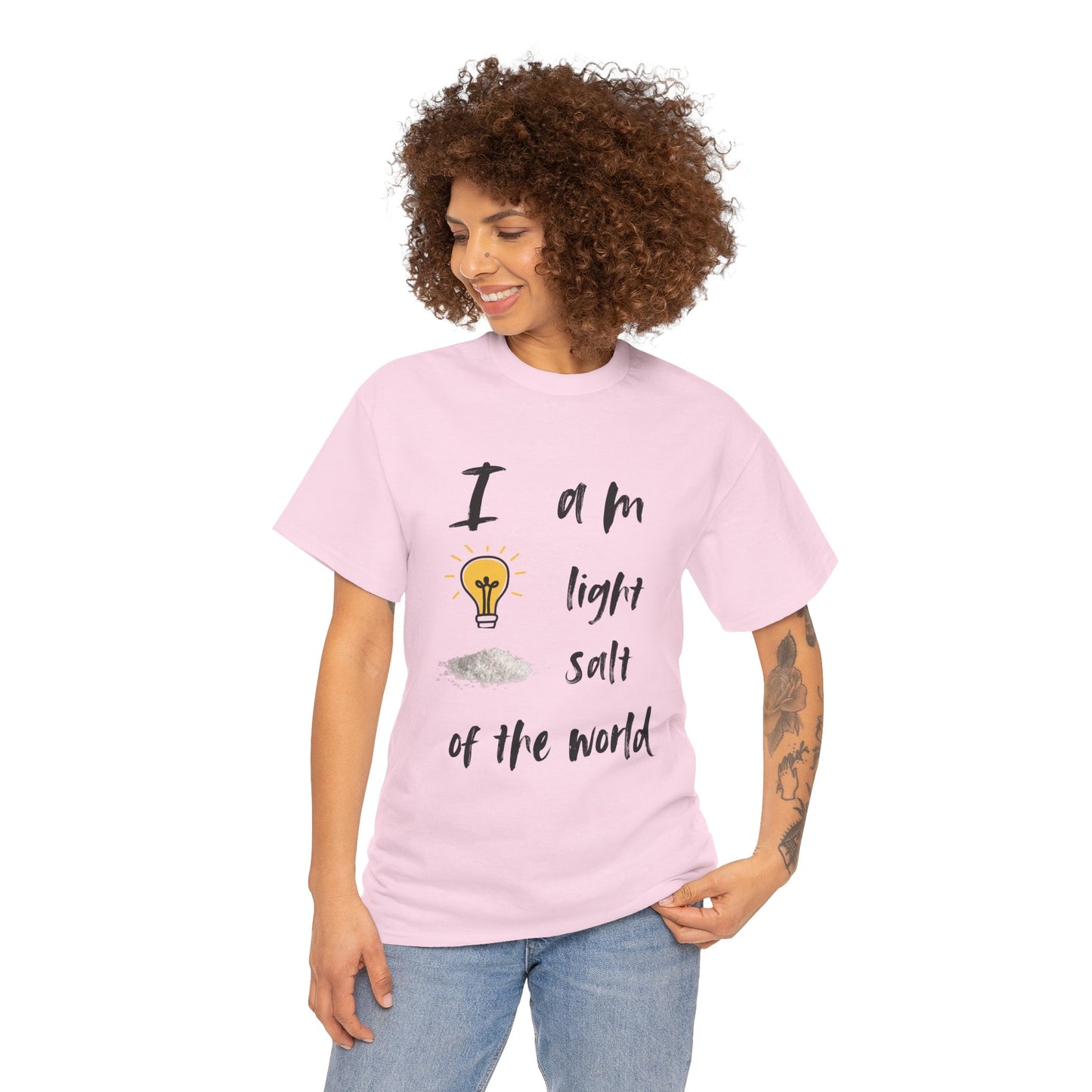 Inspirational Unisex Heavy Cotton Tee - "I Am Light, Salt of the World"