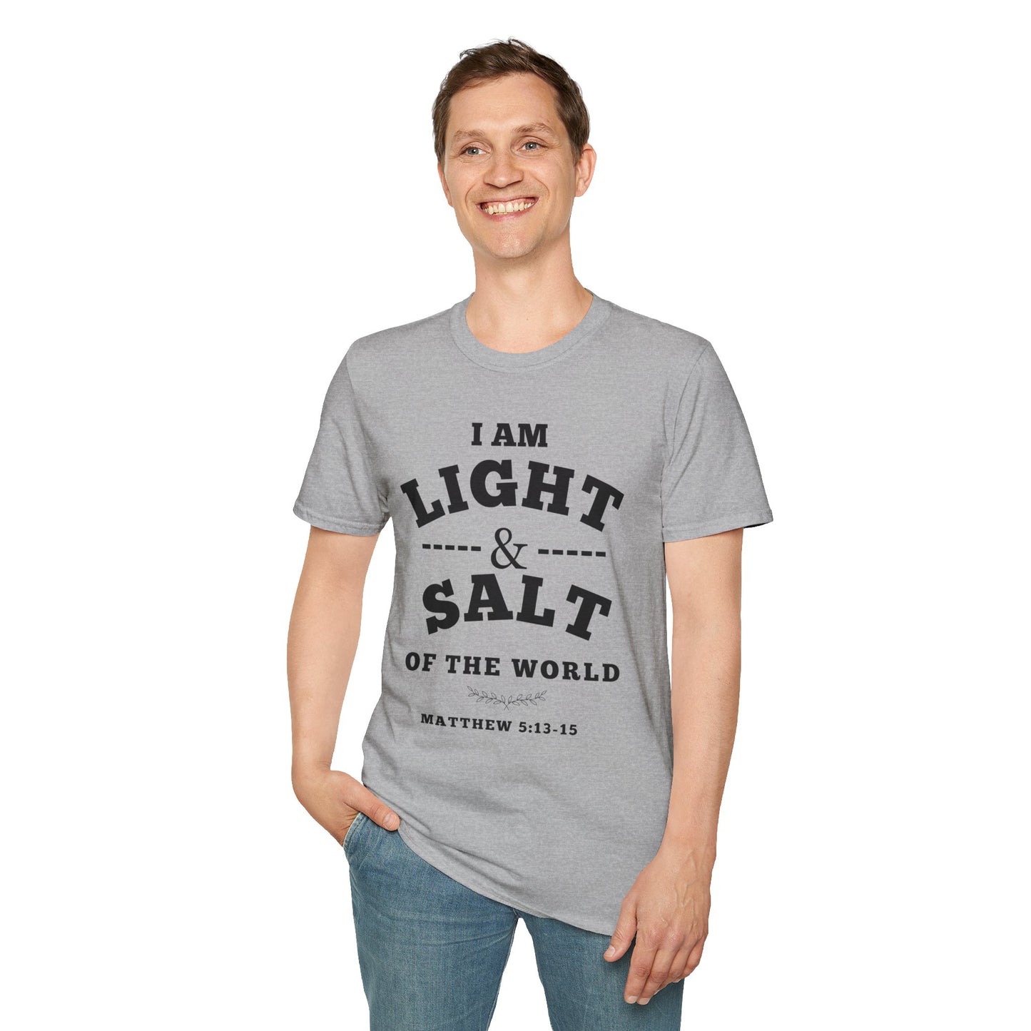 Inspirational Unisex Softstyle T-Shirt - 'I Am Light & Salt of the World'