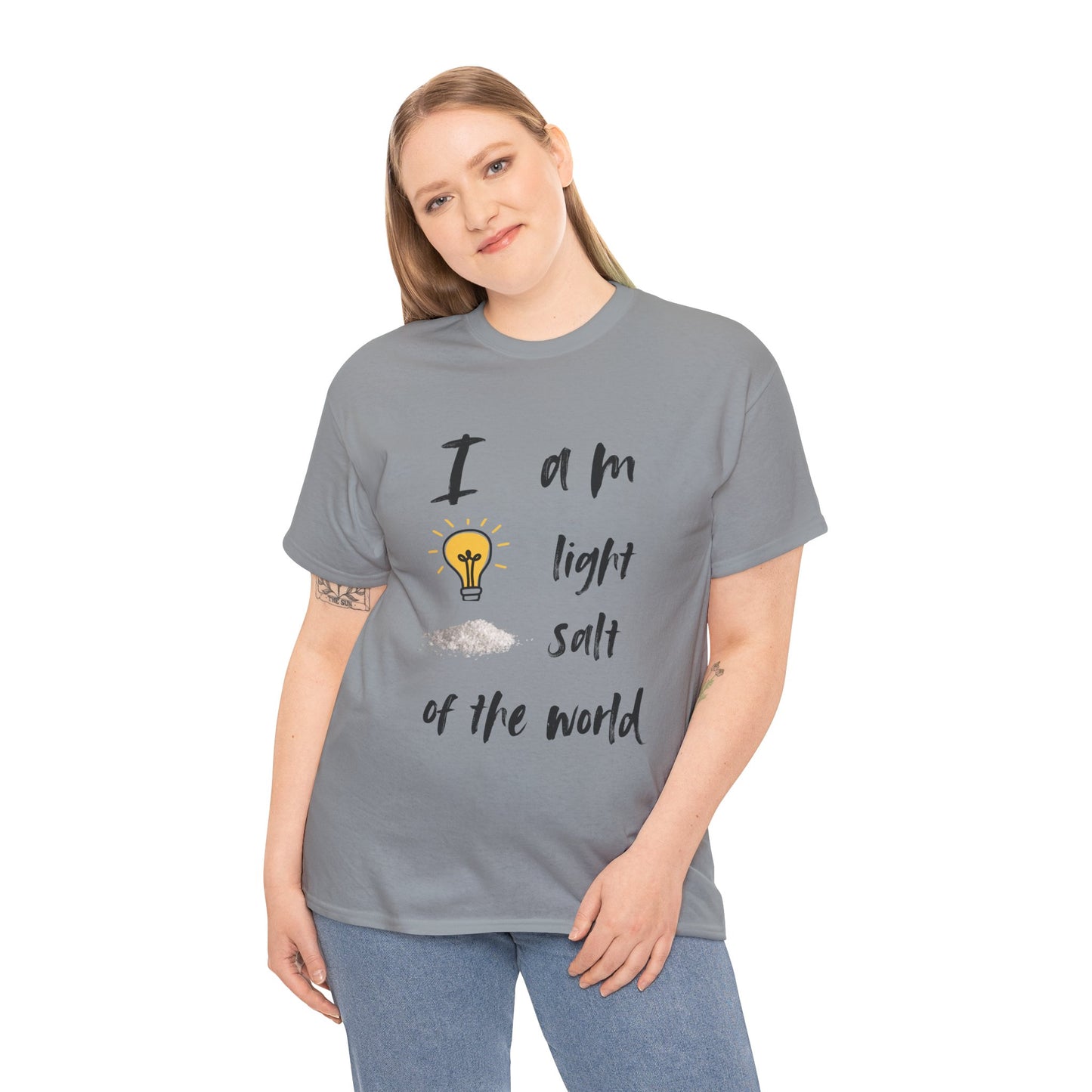 Inspirational Unisex Heavy Cotton Tee - "I Am Light, Salt of the World"