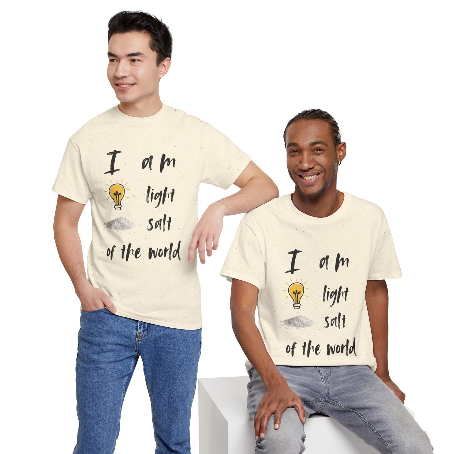 Inspirational Unisex Heavy Cotton Tee - "I Am Light, Salt of the World"