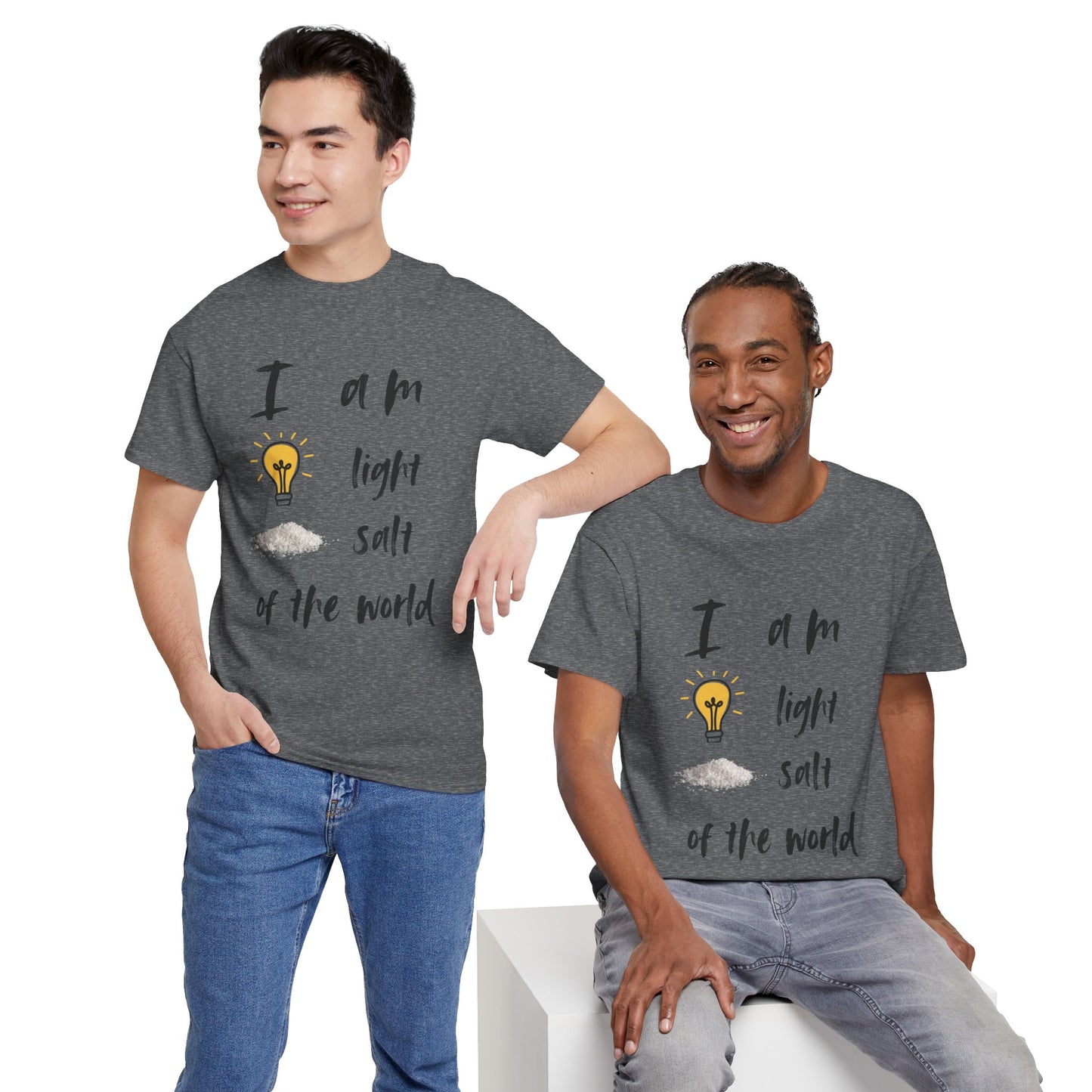 Inspirational Unisex Heavy Cotton Tee - "I Am Light, Salt of the World"