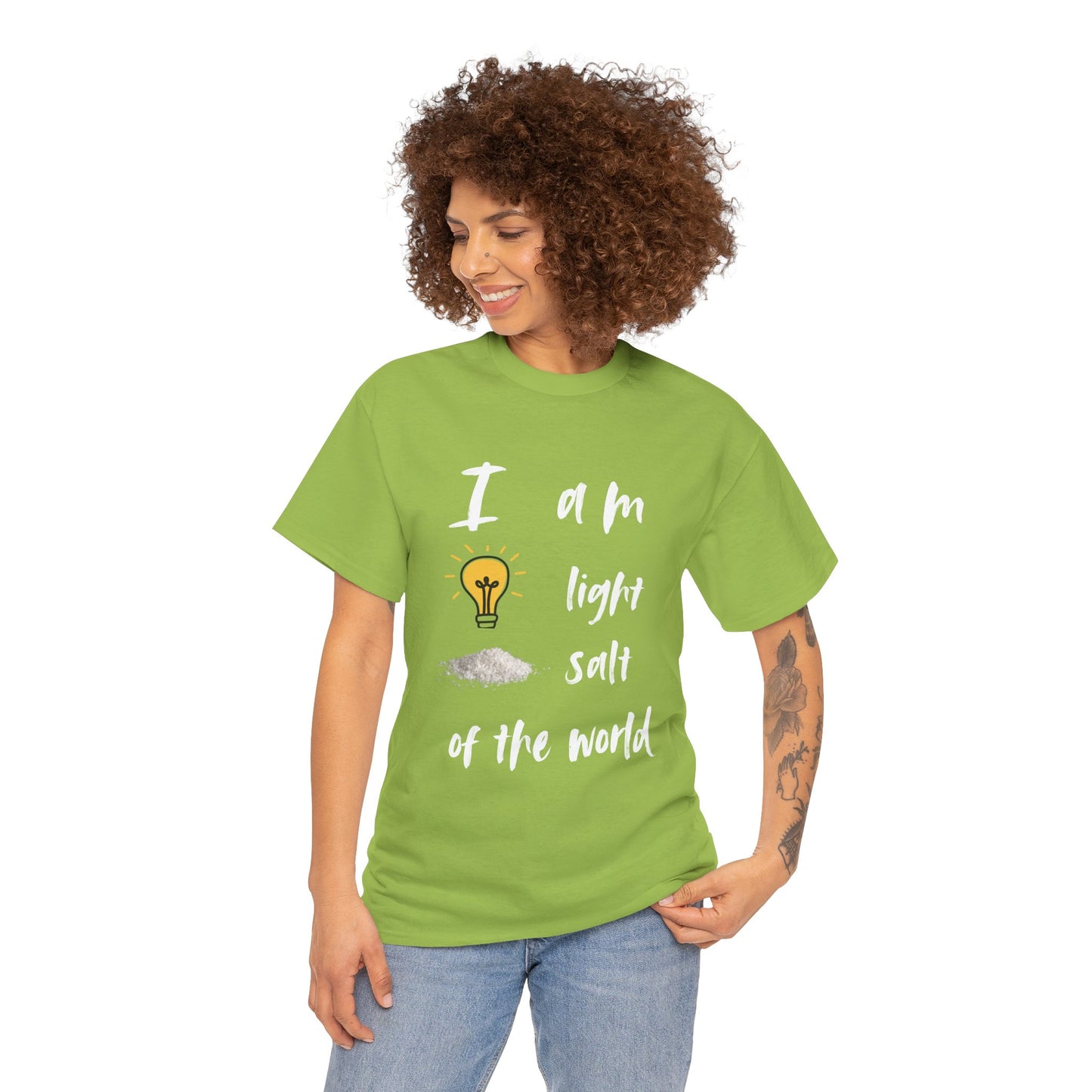 Inspirational Unisex Heavy Cotton Tee - I Am Light & Salt of the World