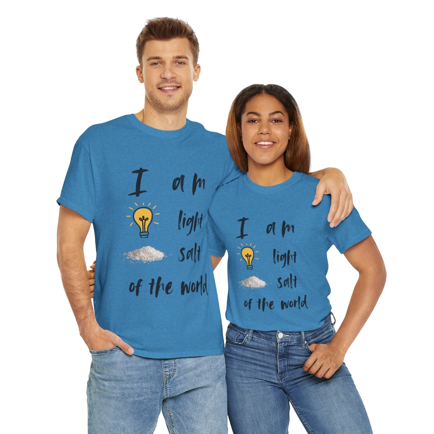 Inspirational Unisex Heavy Cotton Tee - "I Am Light, Salt of the World"