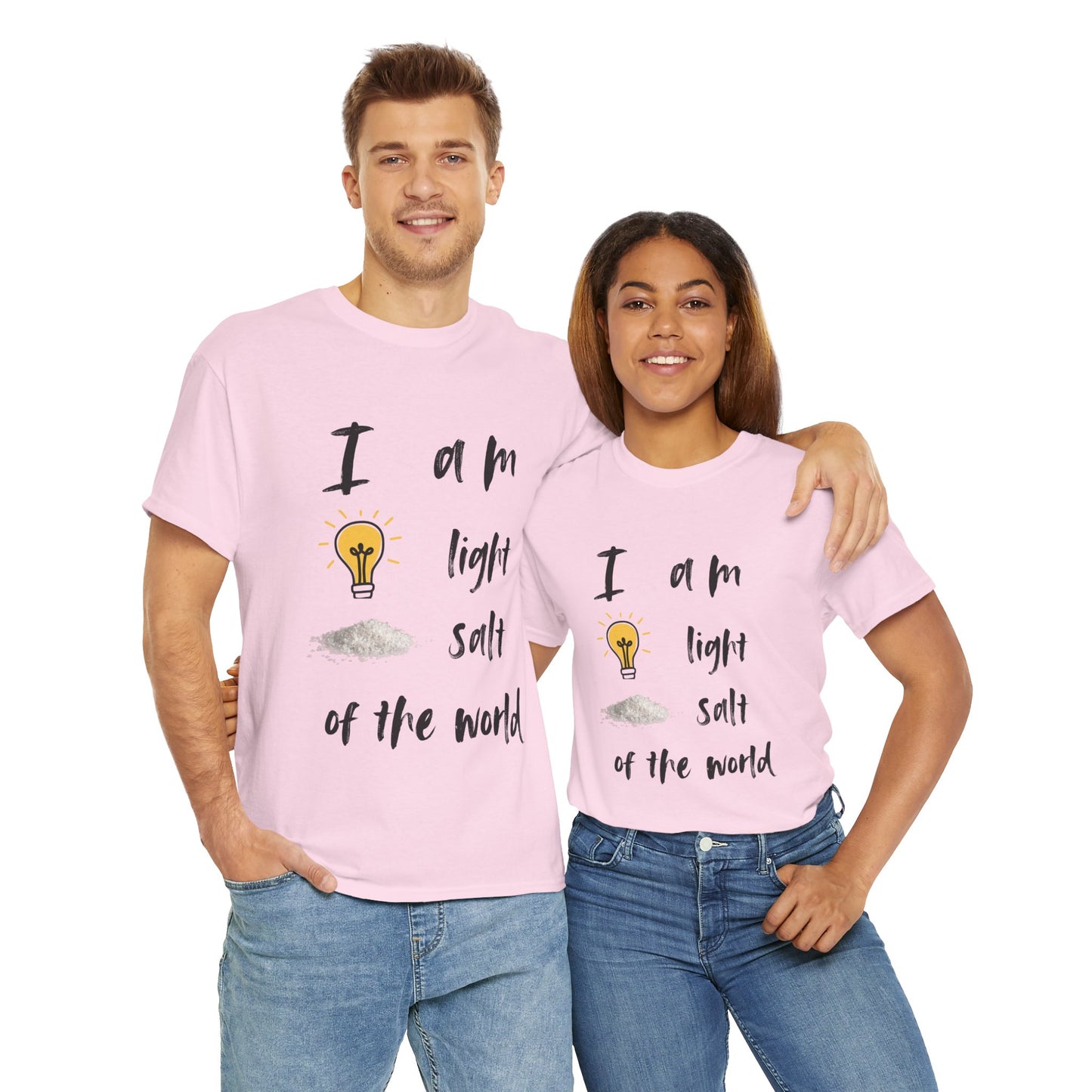 Inspirational Unisex Heavy Cotton Tee - "I Am Light, Salt of the World"