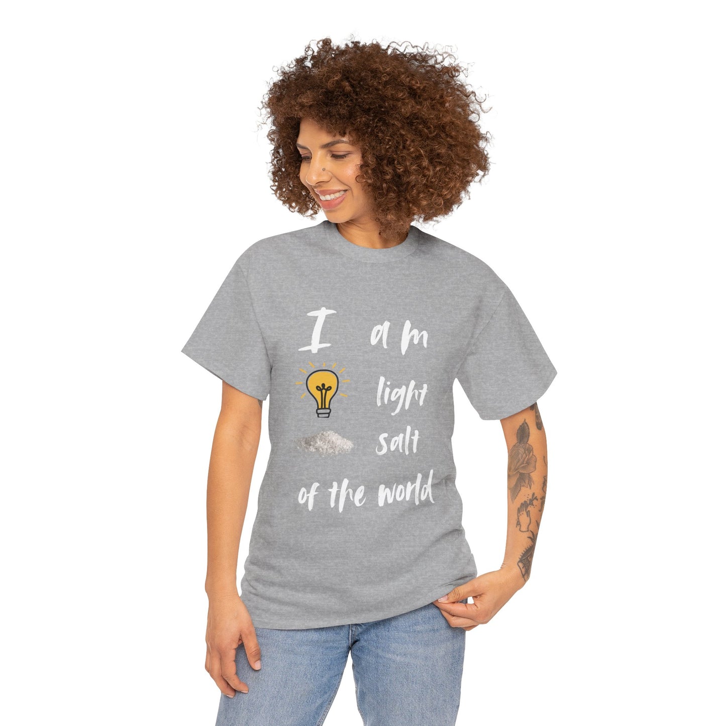 Inspirational Unisex Heavy Cotton Tee - I Am Light & Salt of the World