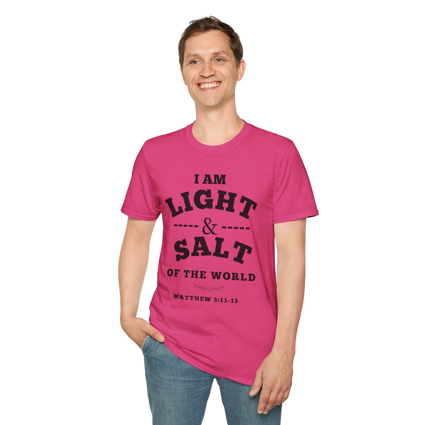 Inspirational Unisex Softstyle T-Shirt - 'I Am Light & Salt of the World'