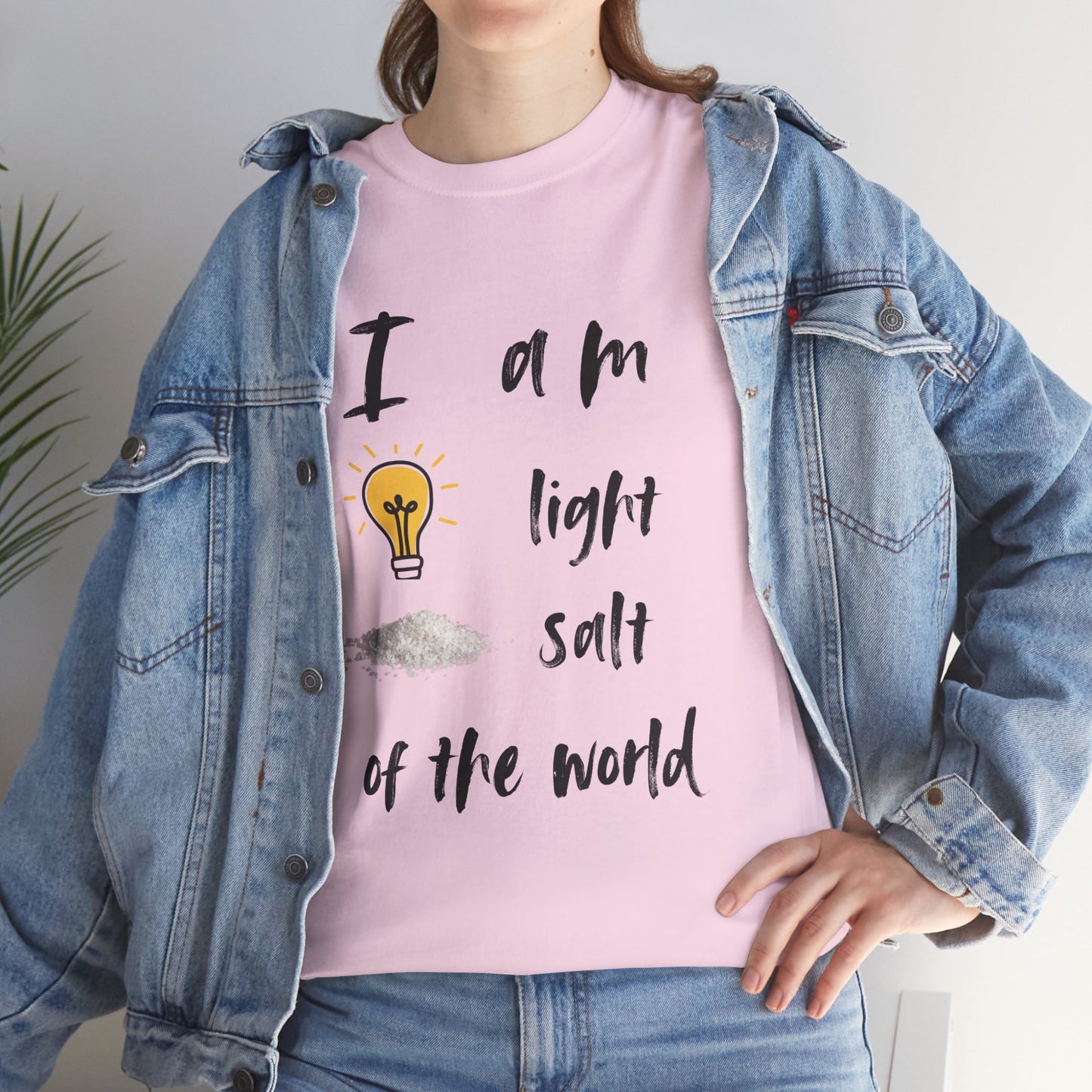 Inspirational Unisex Heavy Cotton Tee - "I Am Light, Salt of the World"