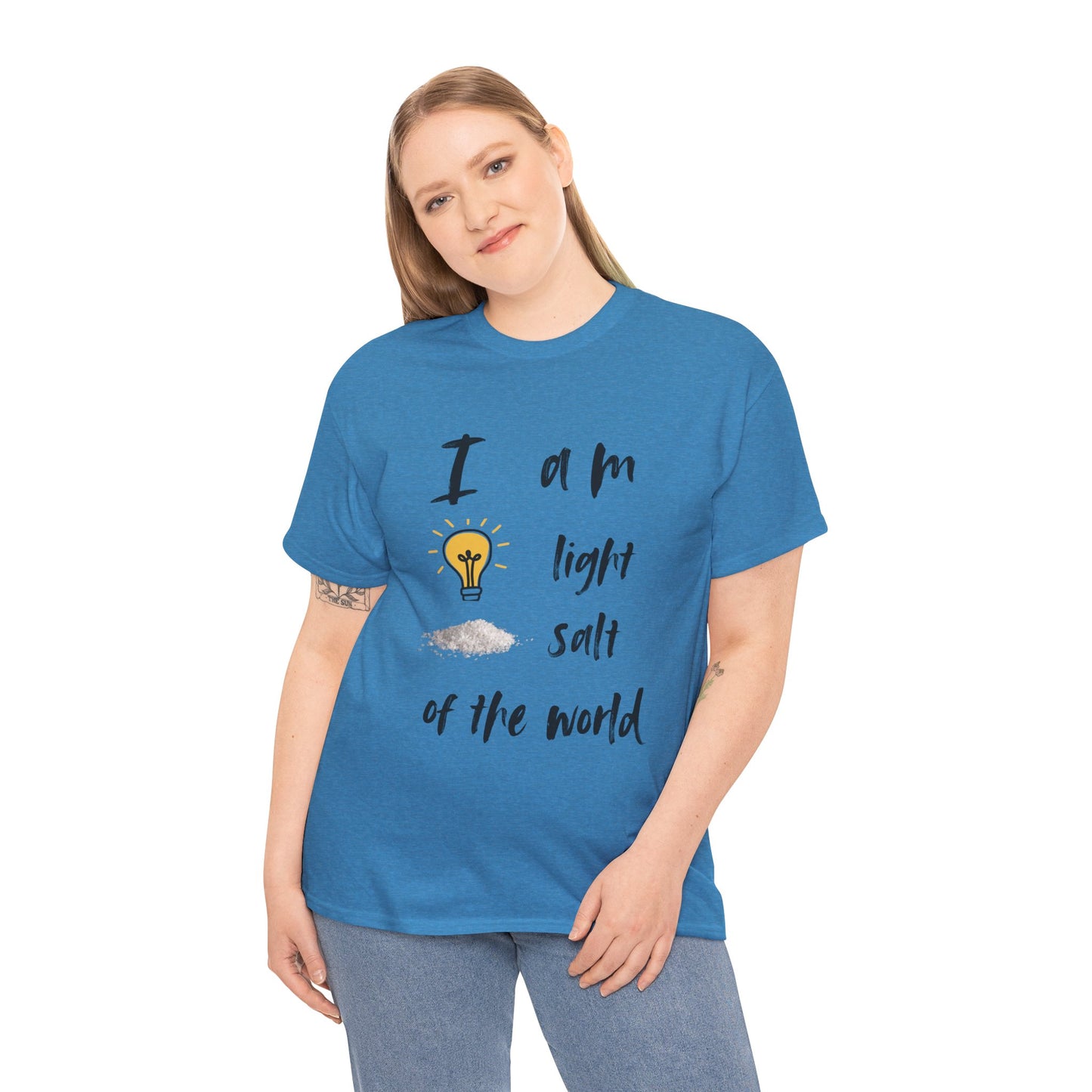 Inspirational Unisex Heavy Cotton Tee - "I Am Light, Salt of the World"