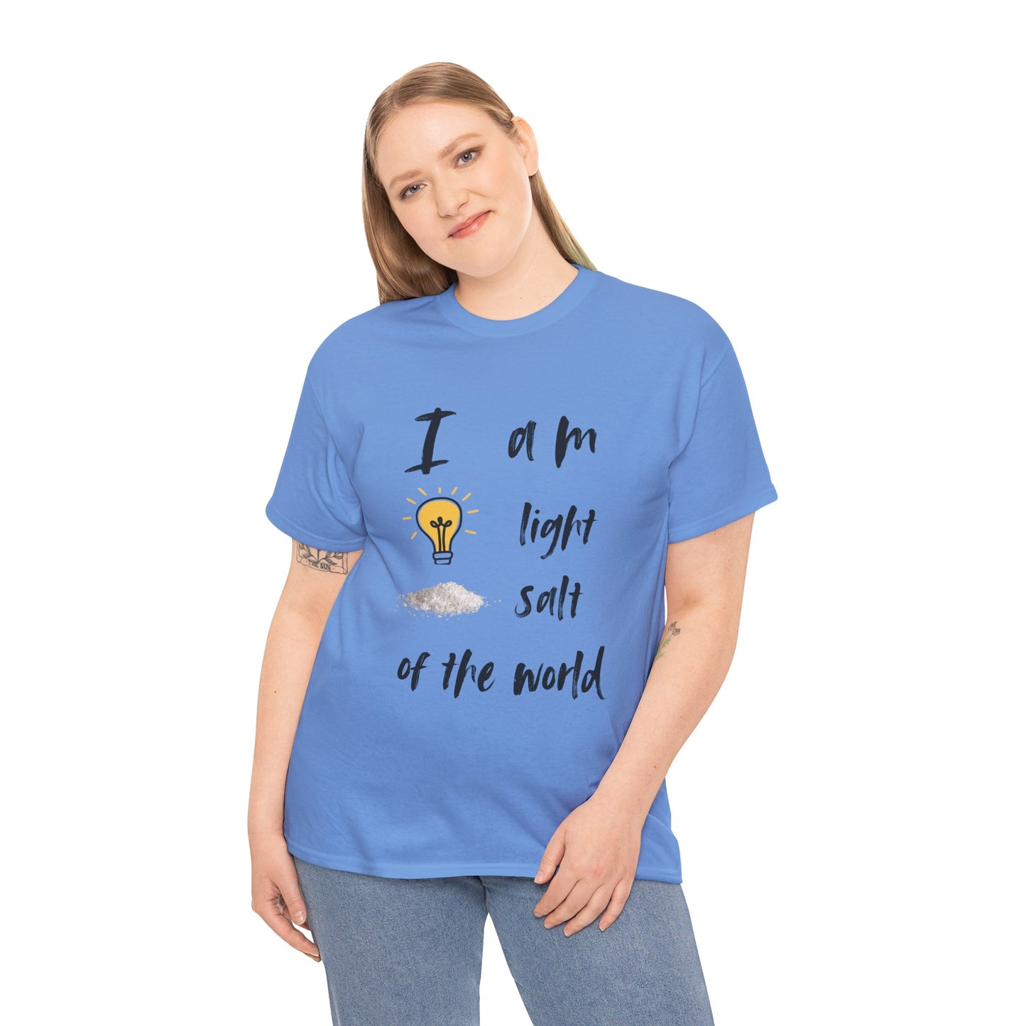 Inspirational Unisex Heavy Cotton Tee - "I Am Light, Salt of the World"