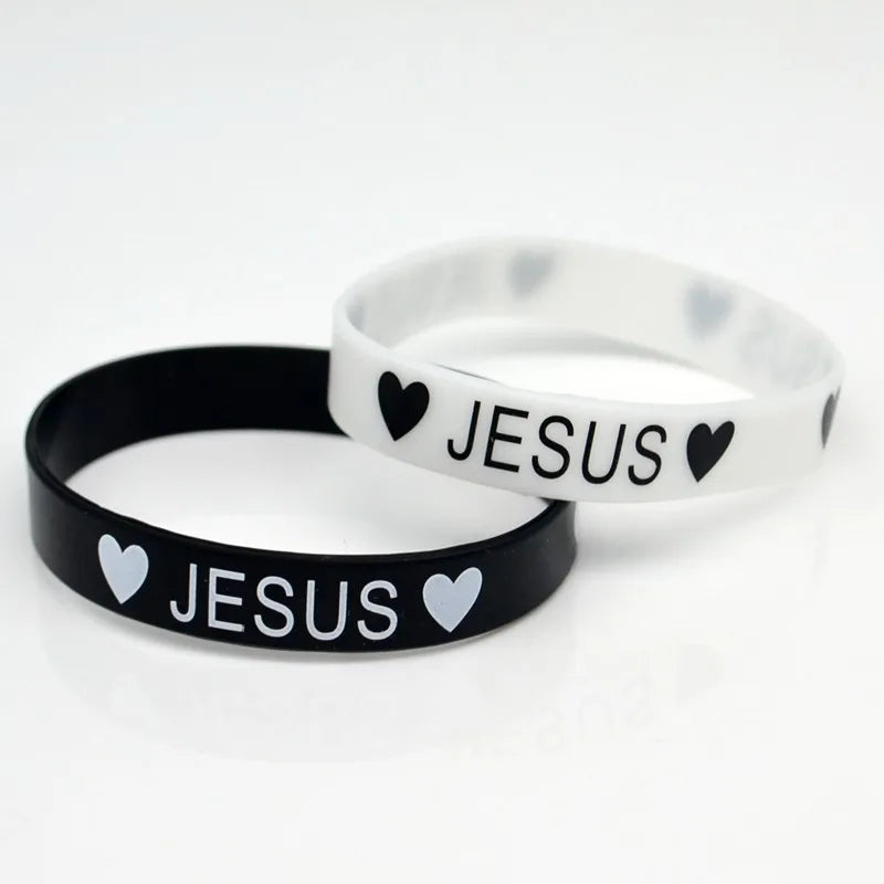 JESUS and Heart silicone Bracelet, Christian Wristband, [multiple]