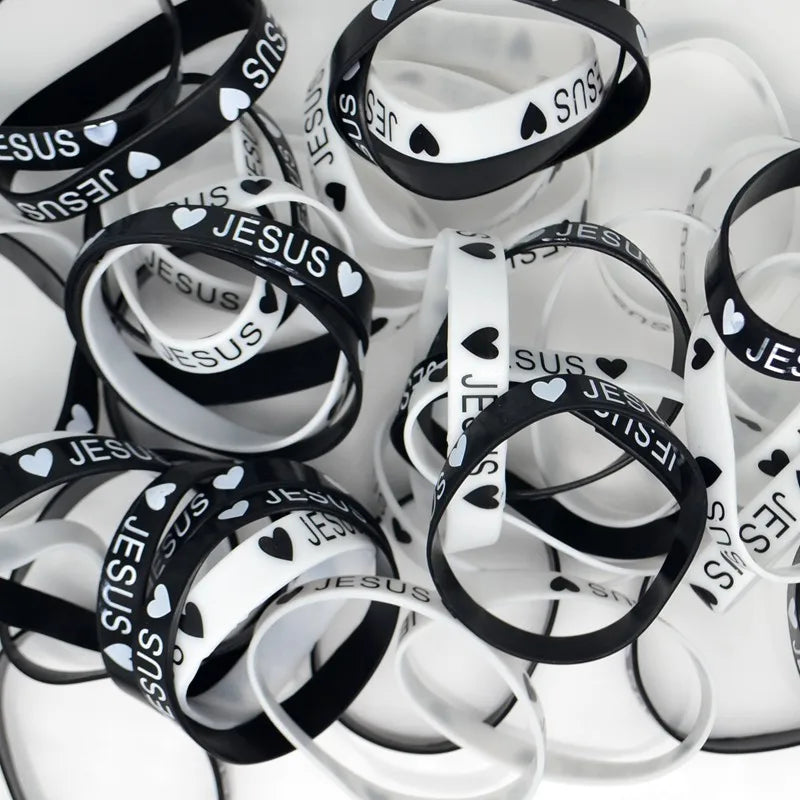 JESUS and Heart silicone Bracelet, Christian Wristband, [multiple]