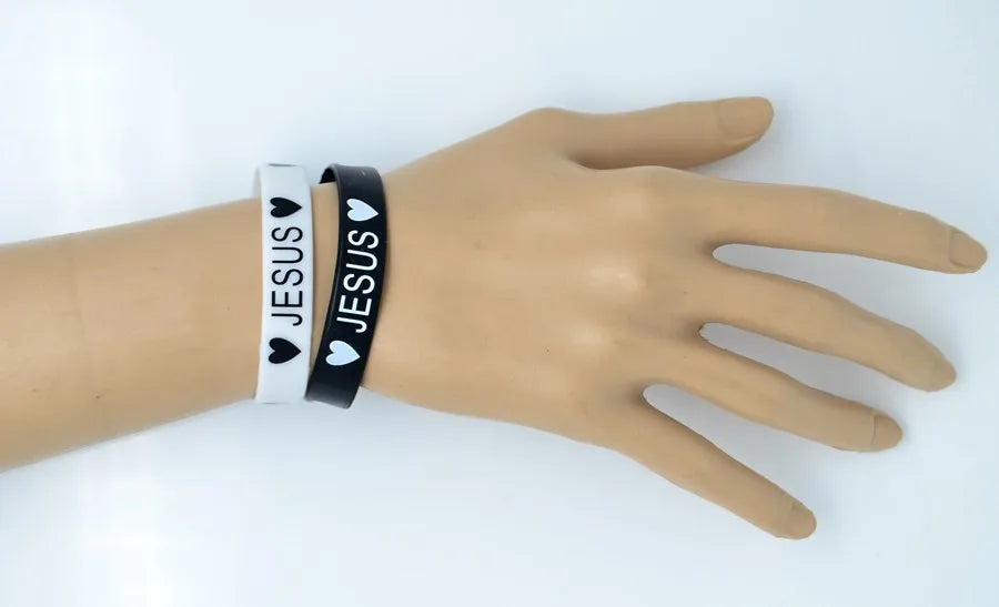 JESUS and Heart silicone Bracelet, Christian Wristband, [multiple]