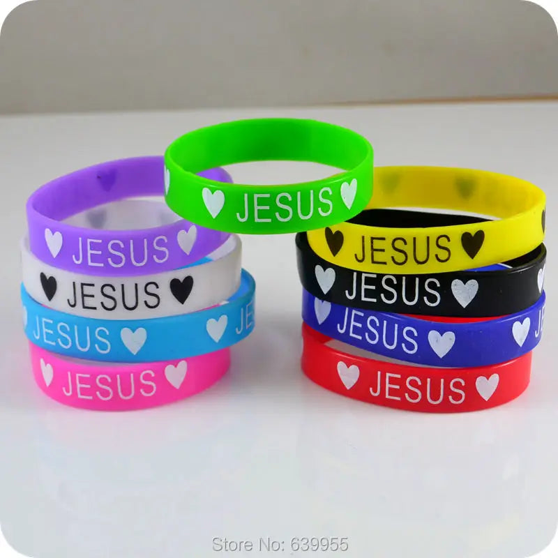 JESUS and Heart silicone Bracelet, Christian Wristband, [multiple]