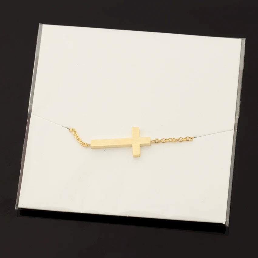 Horizontal Sideways Christian Cross, Bracelets for Women Stainless Steel, [symbolizing love and devotion]