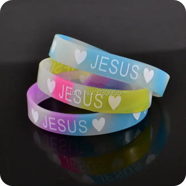 JESUS and Heart silicone Bracelet, Christian Wristband, [multiple]