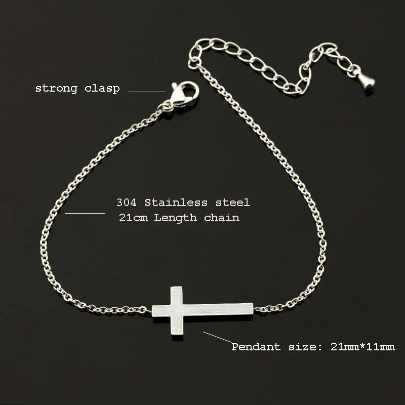 Horizontal Sideways Christian Cross, Bracelets for Women Stainless Steel, [symbolizing love and devotion]