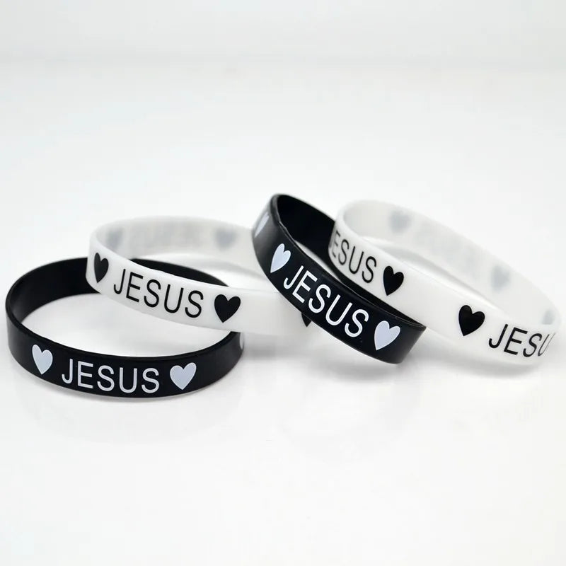 JESUS and Heart silicone Bracelet, Christian Wristband, [multiple]