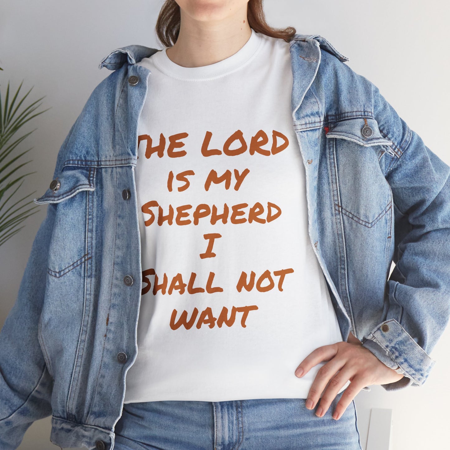 Unisex Heavy Cotton Tee, white, with comforting and affirming bible verses in the front and back.