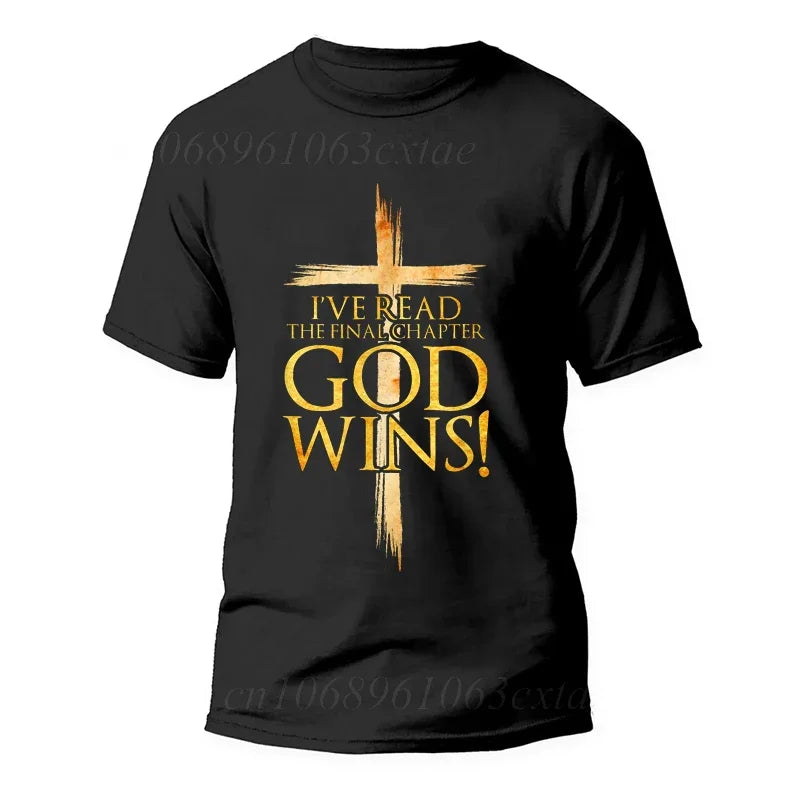 God Wins Christian Faith Cross T-Shirt Men Fashion Women's Tshirts Summer Fashion Tee Shirts Harajuku Shirts Casual Camisetas