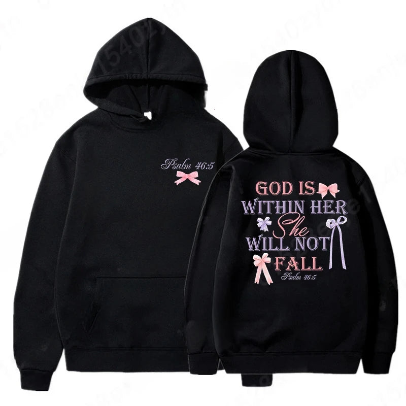 Women's Hoodies with Butterfly and Letter Print, Long Sleeves, Hooded, Christian Jesus God Graphic Hoodies, Harajuku Pulllovers