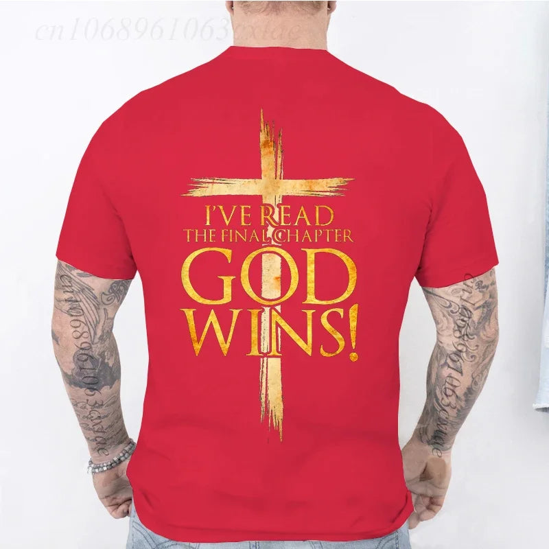 "God Wins" Christian T-Shirt for Men, Women and Youth, [Please choose from Front or Back Print]