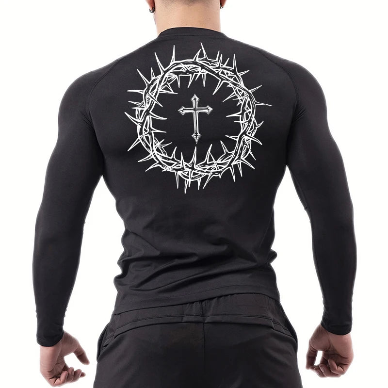 “Crown of Thorns and a Cross” Compression Shirt for Men