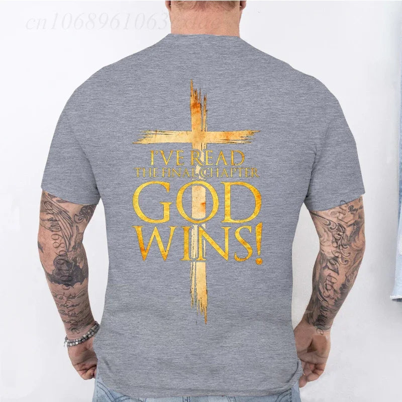 "God Wins" Christian T-Shirt for Men, Women and Youth, [Please choose from Front or Back Print]