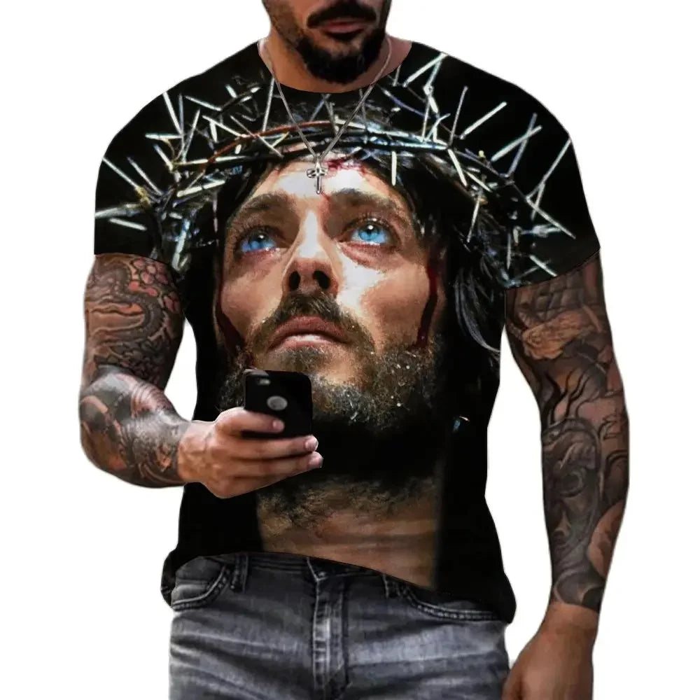 A Selection of Summer Fashion Casual Short Sleeve Cool T Shirt Jesus Christ 3D Print T-shirts Men Women Harajuku Streetwear Oversized Tops 3XL