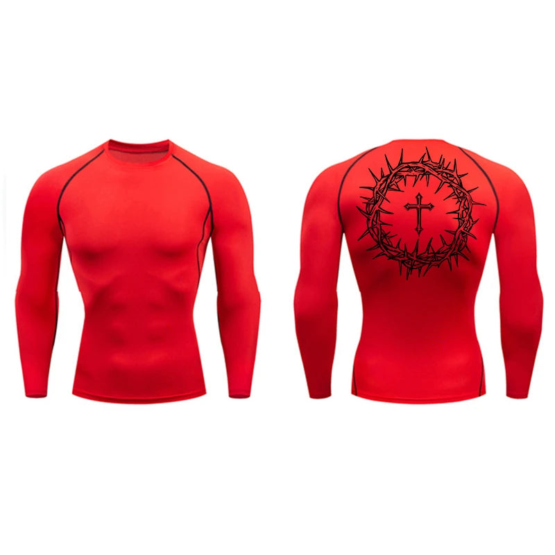 “Crown of Thorns and a Cross” Compression Shirt for Men