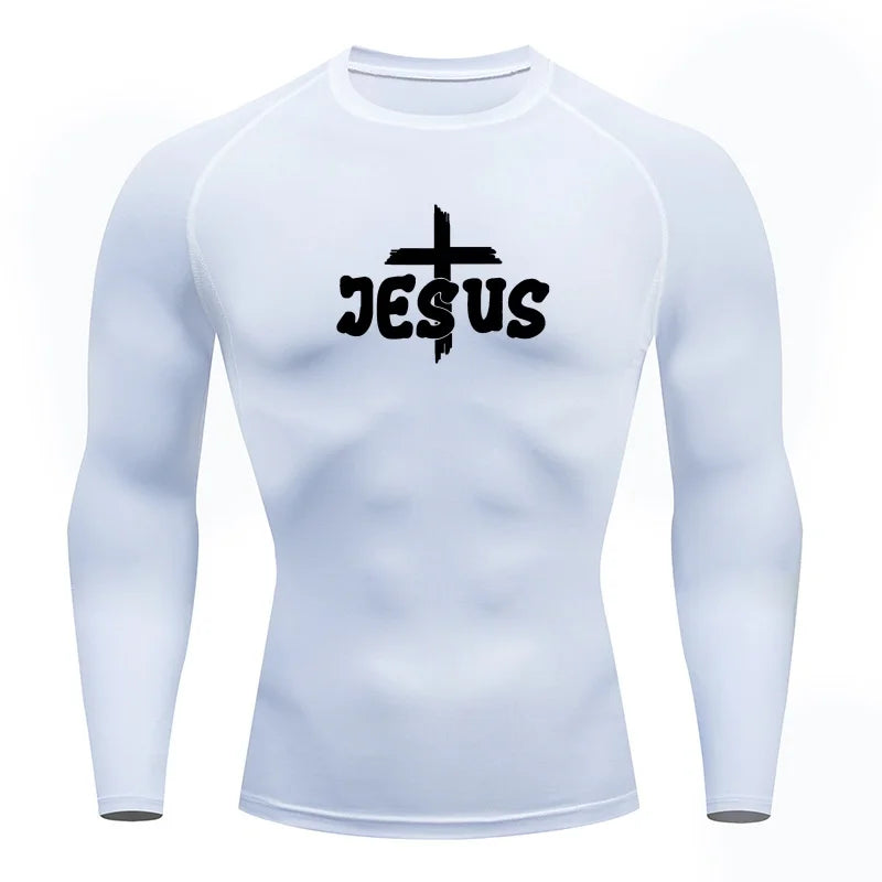 “Jesus & Cross” compression shirts, short and long sleeves, for men