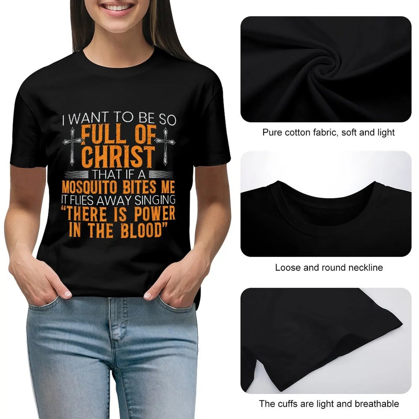 Funny Christian Religious Servant Of God Faithful Jesus  Women T Shirt Graphic Shirt Casual Short Sleeved Female Tee T-Shirt