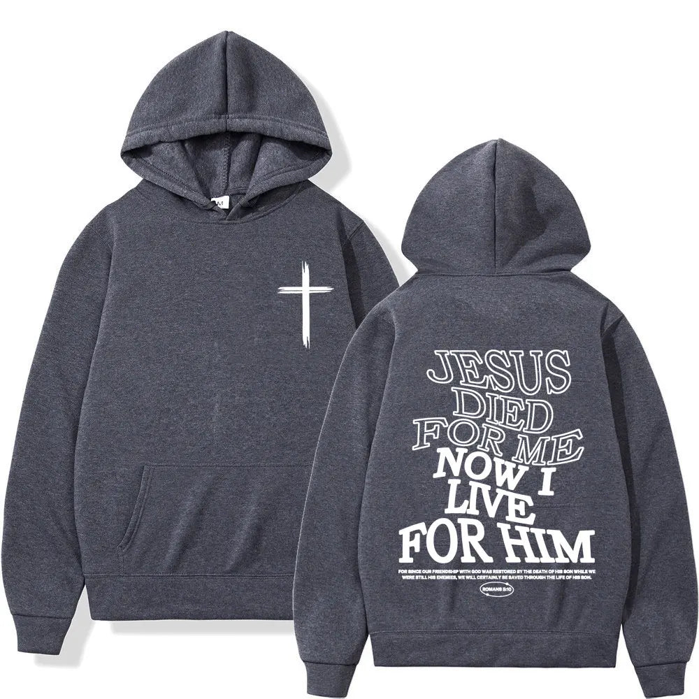 Aesthetic Christian Hoodie Streetwear Men's Jesus Letters Print Vintage Sweatshirt Unisex Fashion Casual Long Sleeve Hoodies Y2K