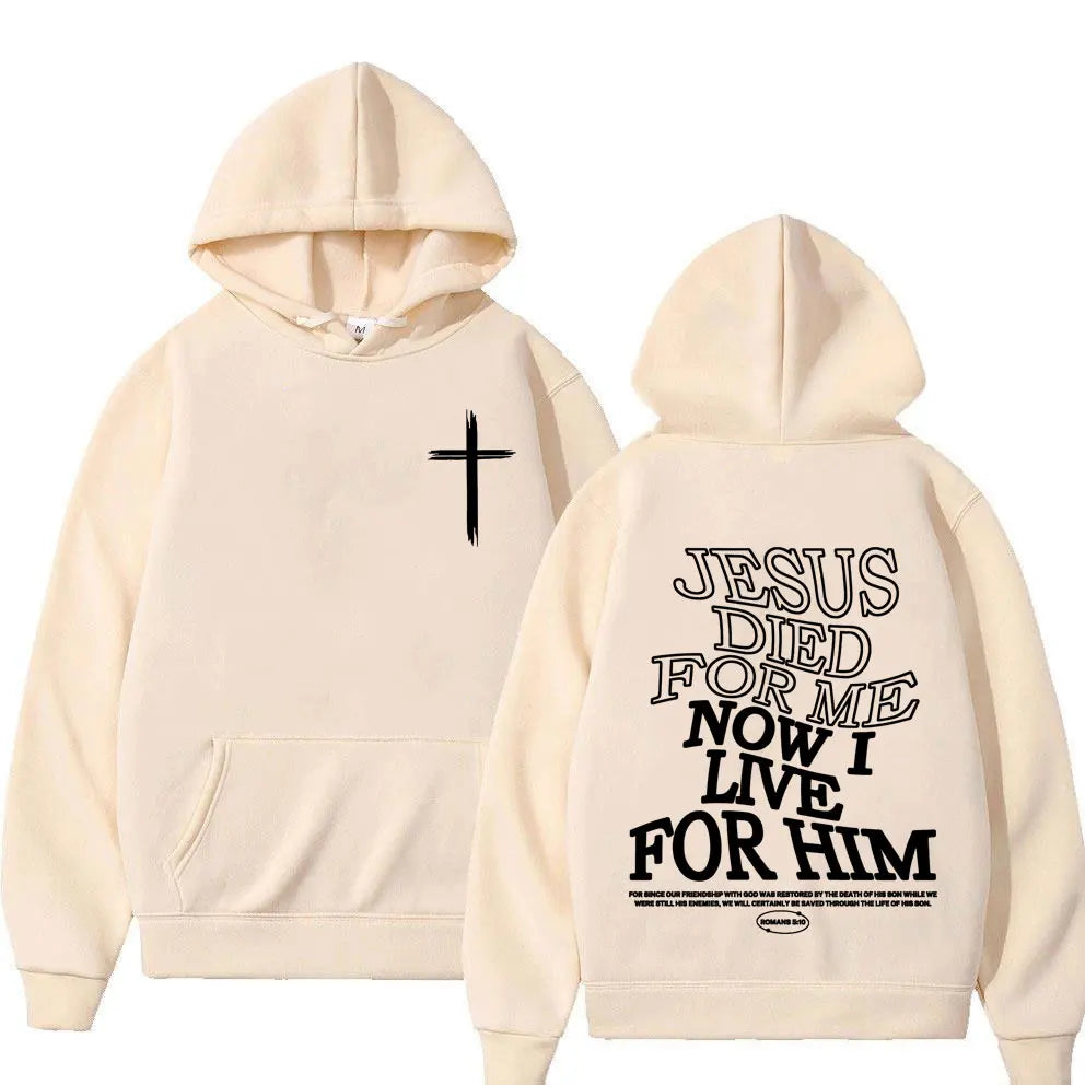 Aesthetic Christian Hoodie Streetwear Men's Jesus Letters Print Vintage Sweatshirt Unisex Fashion Casual Long Sleeve Hoodies Y2K