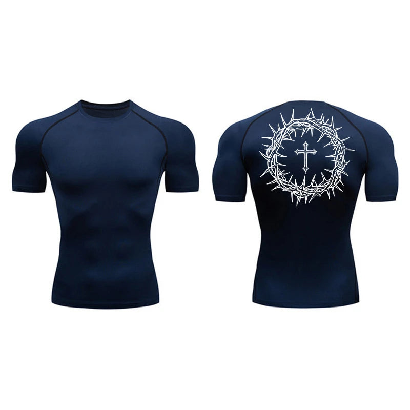 “Crown of Thorns and a Cross” Compression Shirt for Men