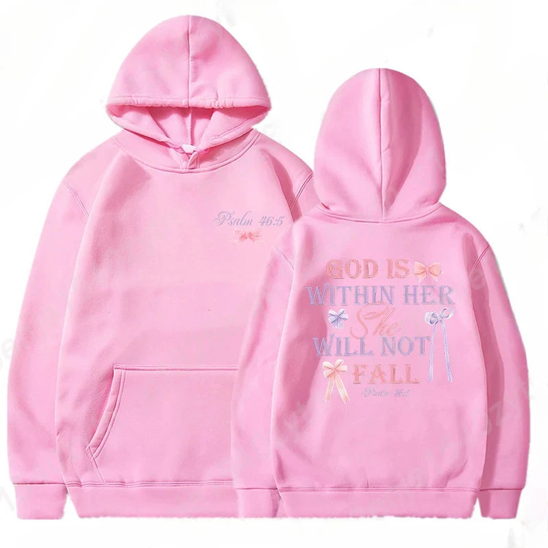 Women's Hoodies with Butterfly and Letter Print, Long Sleeves, Hooded, Christian Jesus God Graphic Hoodies, Harajuku Pulllovers