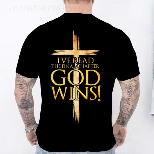 God Wins Christian Faith Cross T-Shirt Men Fashion Women's Tshirts Summer Fashion Tee Shirts Harajuku Shirts Casual Camisetas