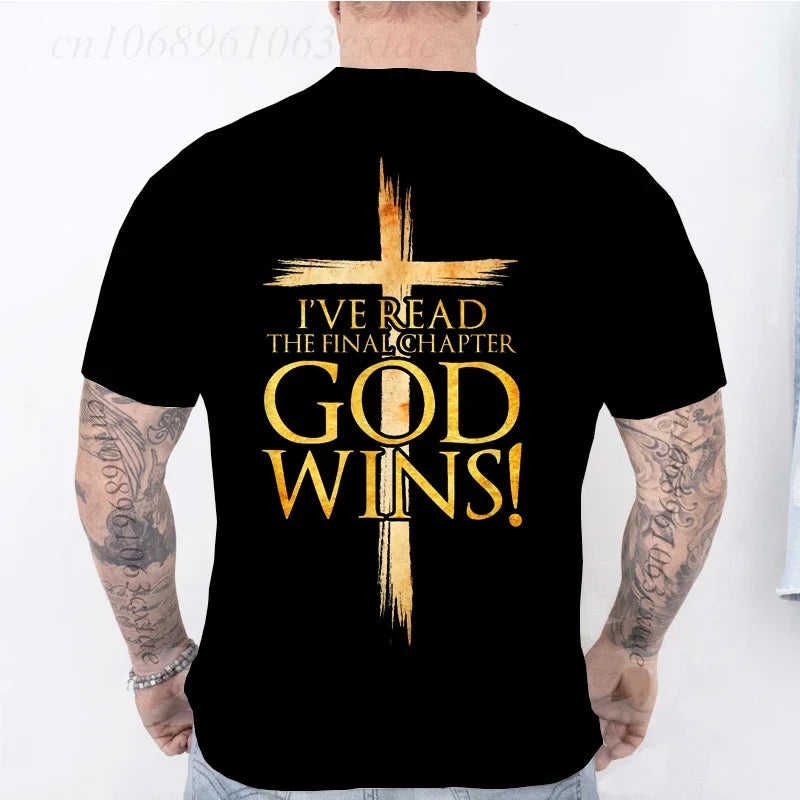 "God Wins" Christian T-Shirt for Men, Women and Youth, [Please choose from Front or Back Print]