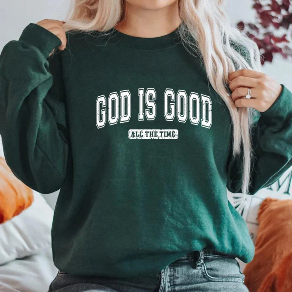 God Is Good Sweatshirt Christian Crewneck Sweatshirt Bible Verse Hoodie Religious Clothing Faith Top Women Christian Gifts