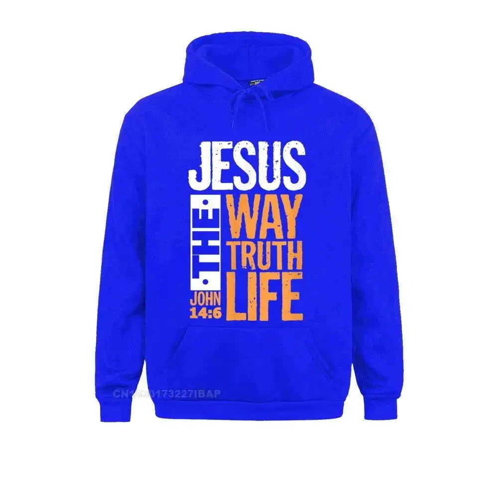 Jesus The Way Truth Life John Christian Bible Verse Hooded Pullover Hoodies For Male Sweatshirts Comfortable Wholesale Clothes