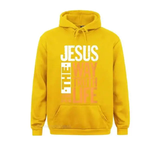 Jesus The Way Truth Life John Christian Bible Verse Hooded Pullover Hoodies For Male Sweatshirts Comfortable Wholesale Clothes