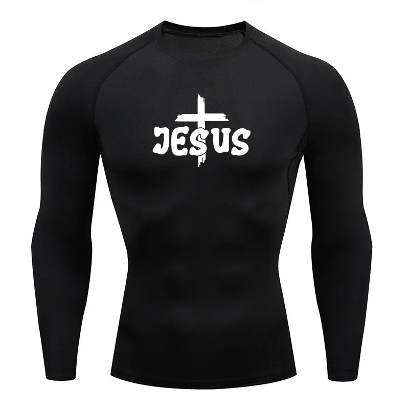 “Jesus & Cross” compression shirts, short and long sleeves, for men