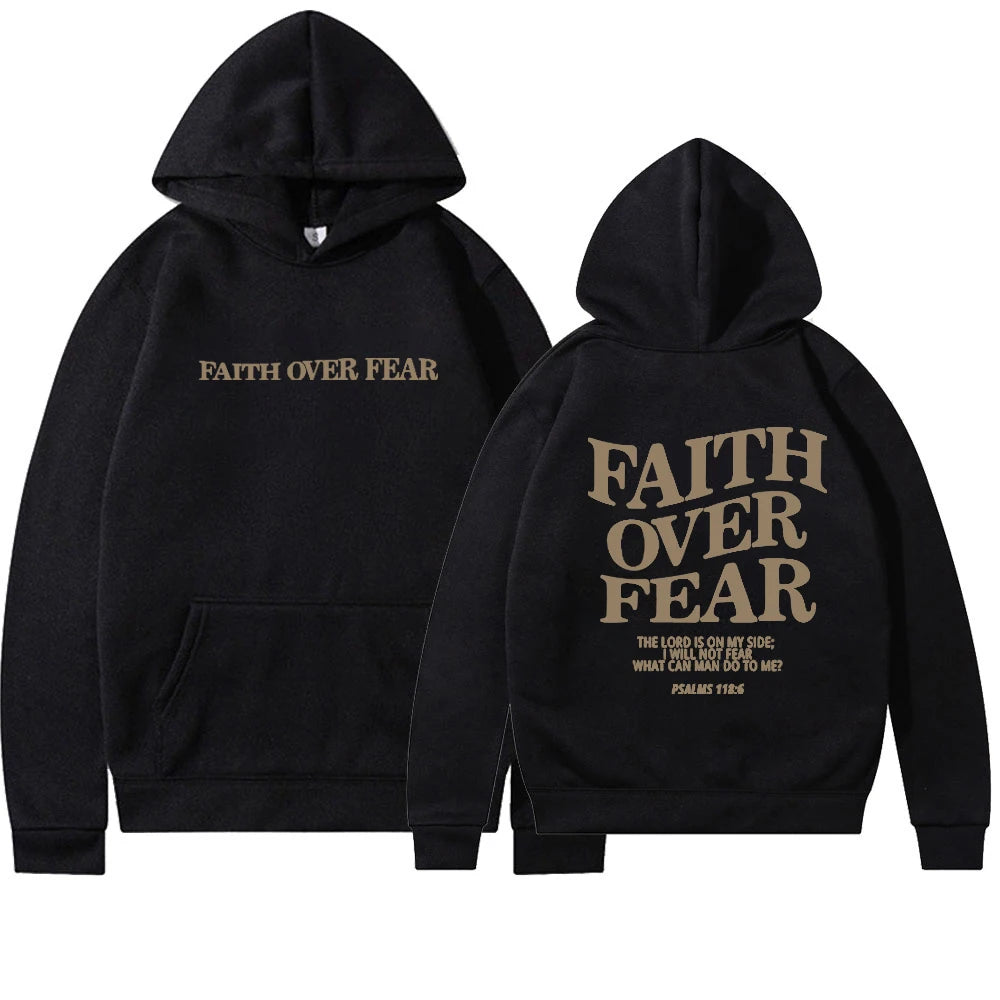 Encouraging, FAITH OVER FEAR Christian hooded sweatshirt for women