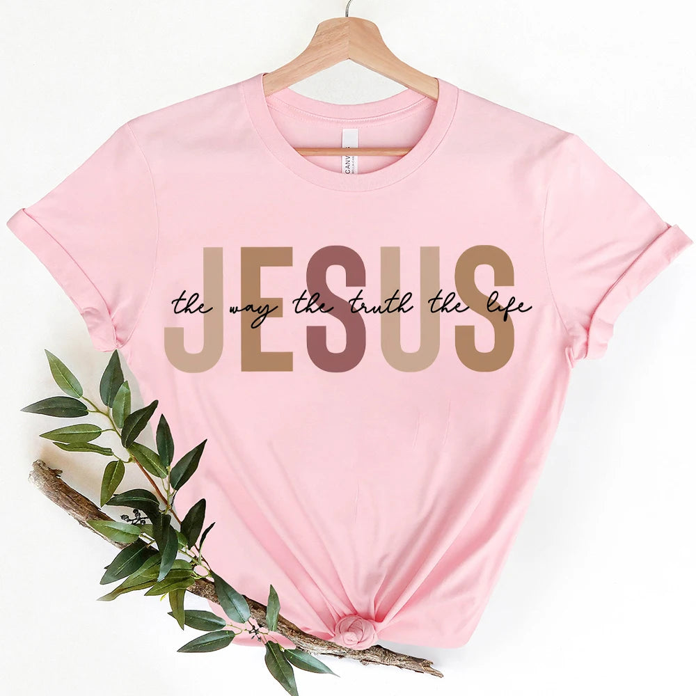 Esus The Way The Truth The Life Shirt for Women Christian Tee for Women Retro Christian T-shirts Jesus Tee for Christian Apparel