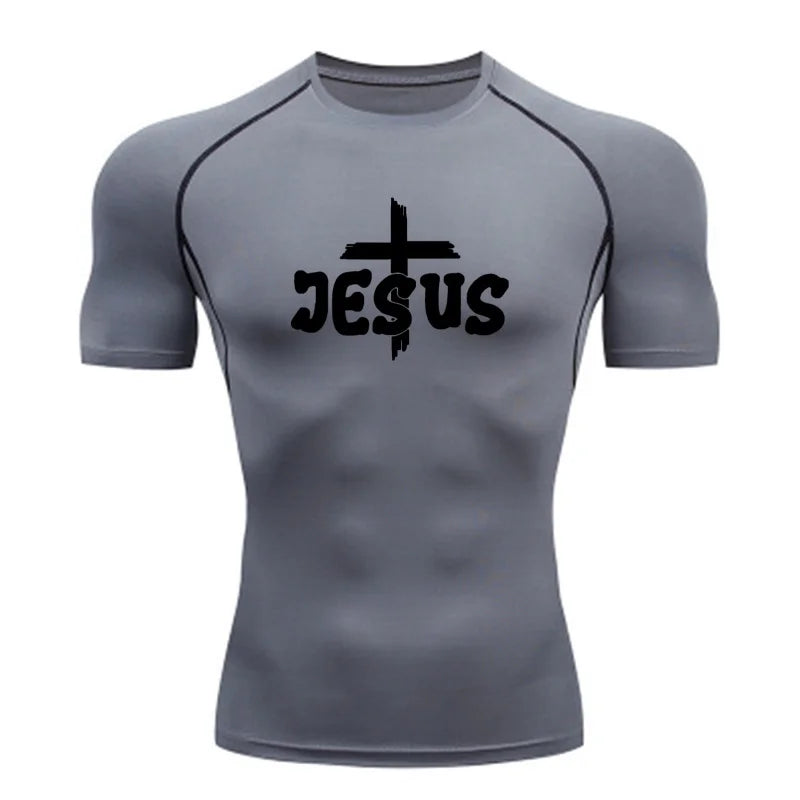 “Jesus & Cross” compression shirts, short and long sleeves, for men